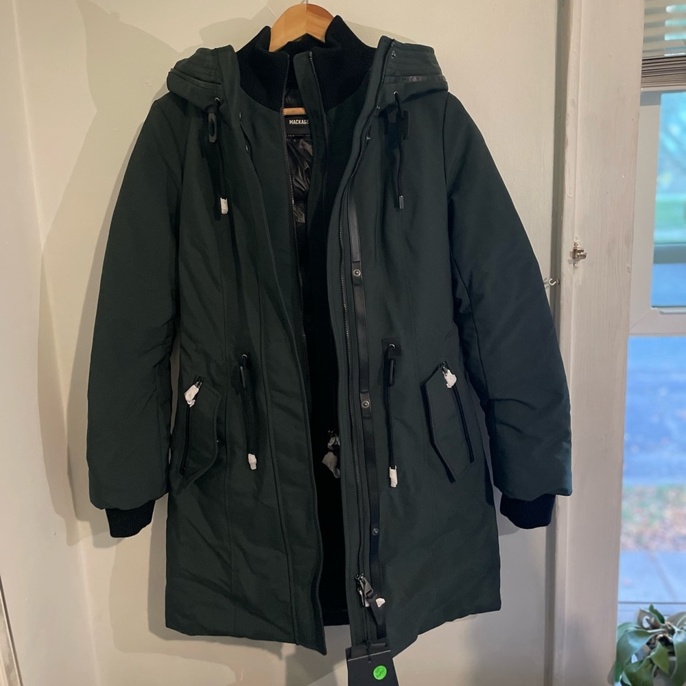 NEVER been work, Mackage winter jacket, army green color, size XS